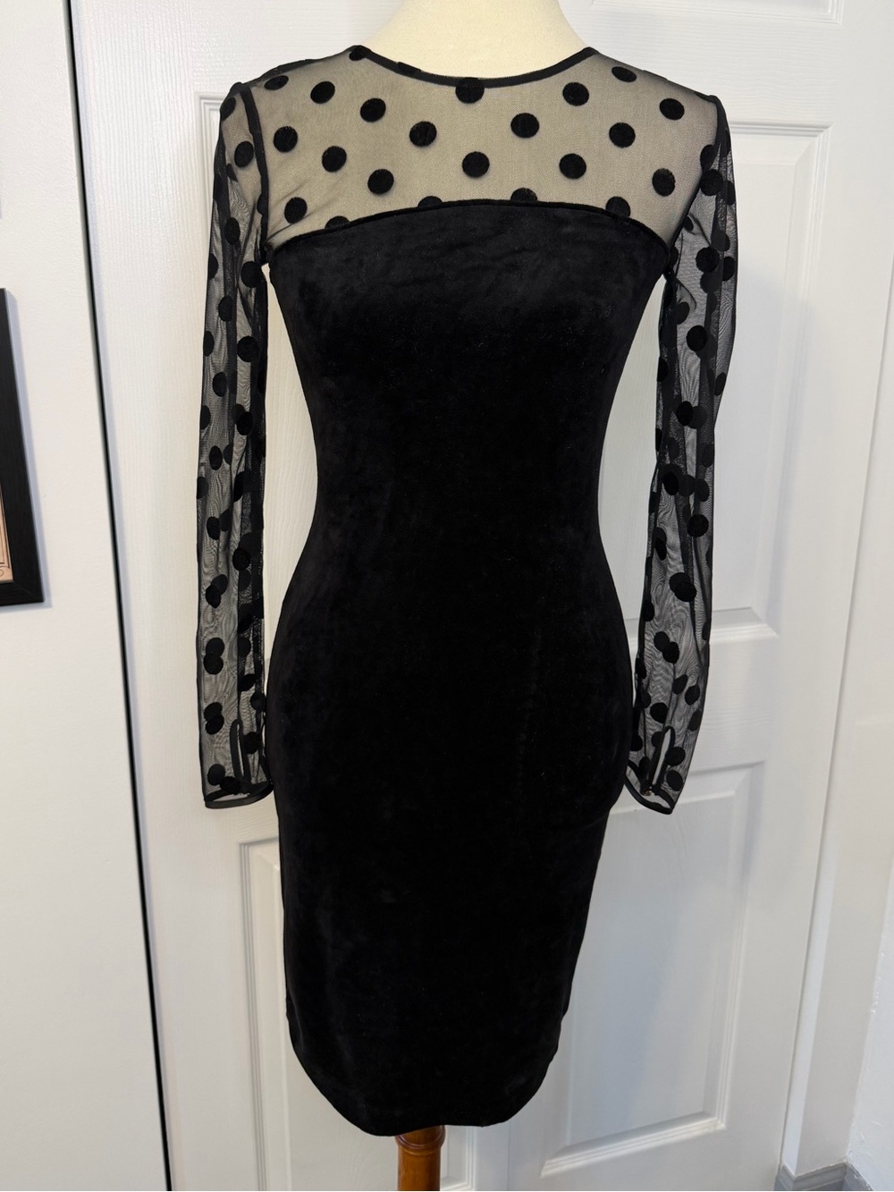 2013 Juicy Couture Polka Dot Velvet Polyester Mesh Dress